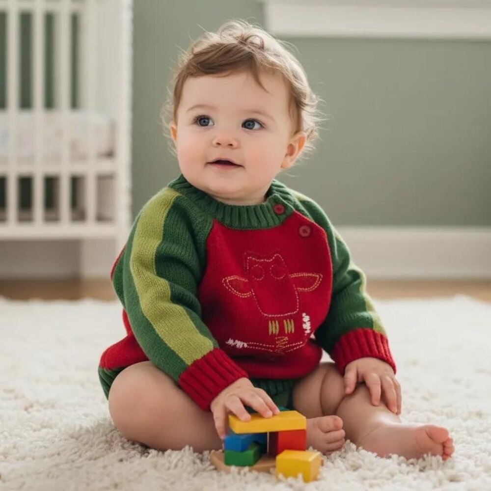 Rodin Colourblock Owl Raglan Sleeve Sweater Size 12 Months